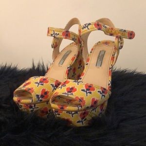 Prada Floral Wedges Platforms
